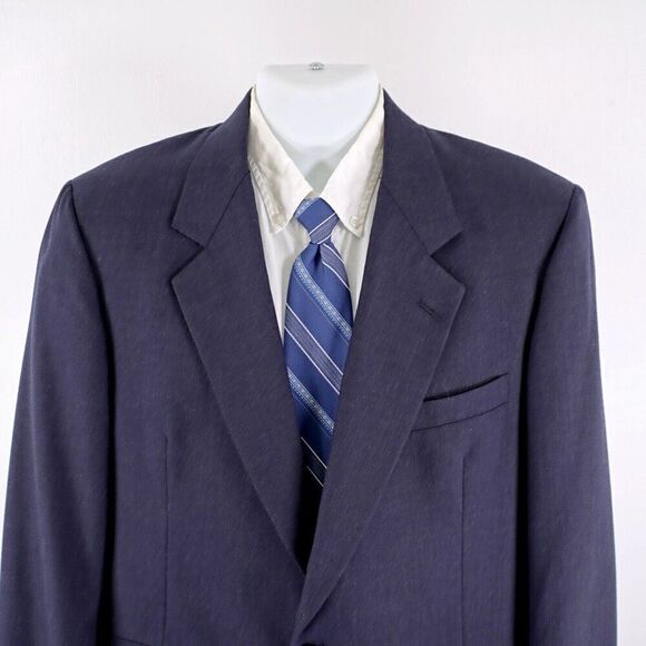 Hart Schaffner Marx Blue Wool 2 Button Blazer 42R Portly - Picture 1 of 13